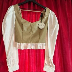 Milk & Honey Long Sleeve Corset Crop Top Faux Leather  Medium